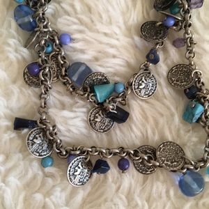 Silver‎ Beaded and Medallion Necklace